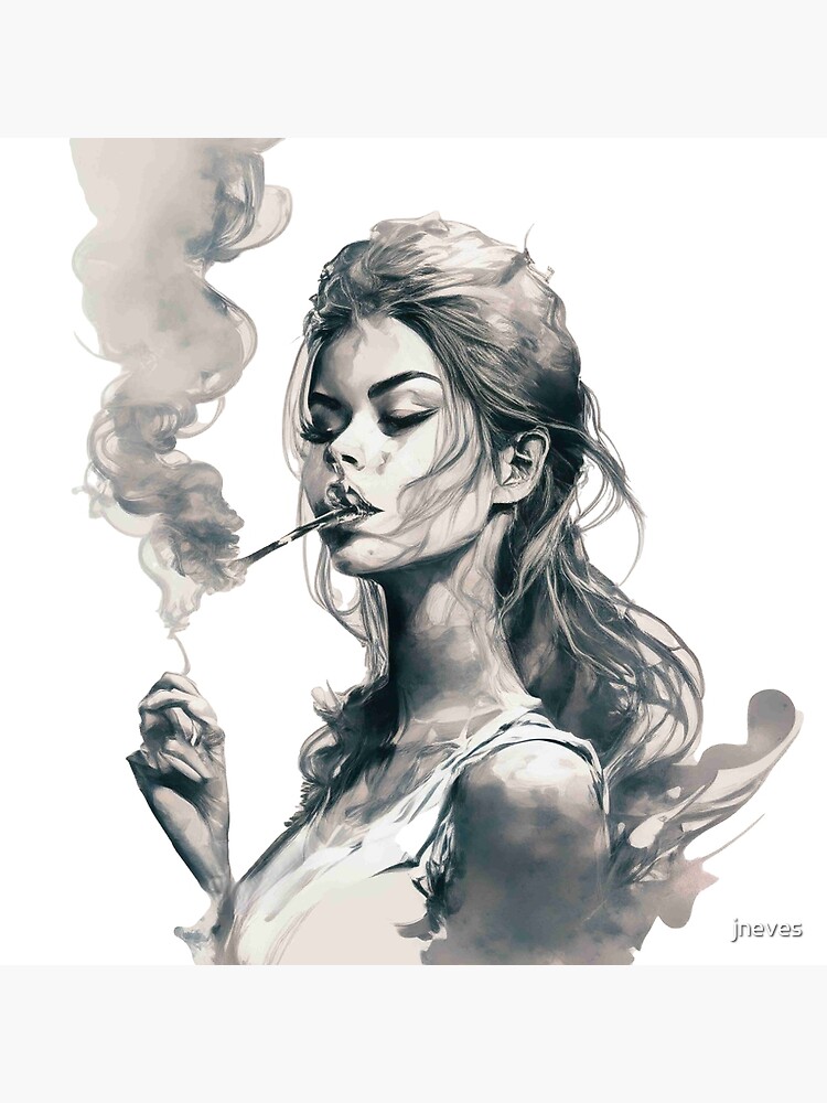girl smoking drawing