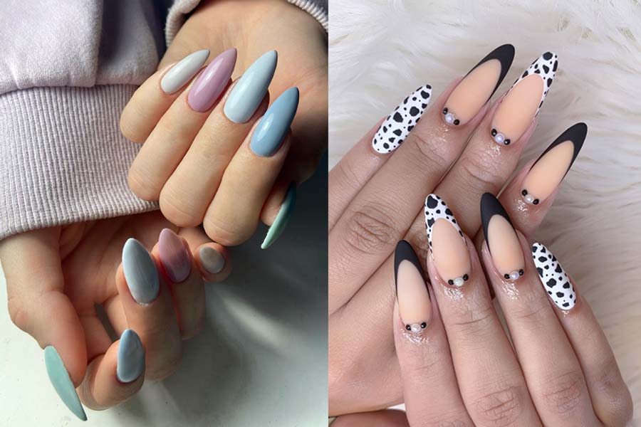 almond acrylic nail designs