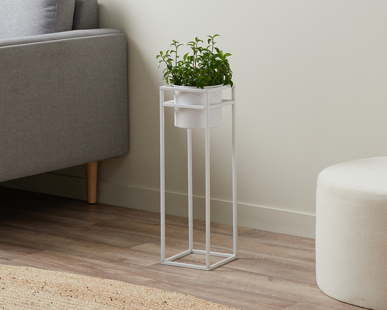 tall white plant stand