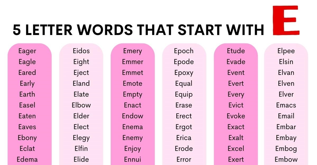 five letter word starting with e n