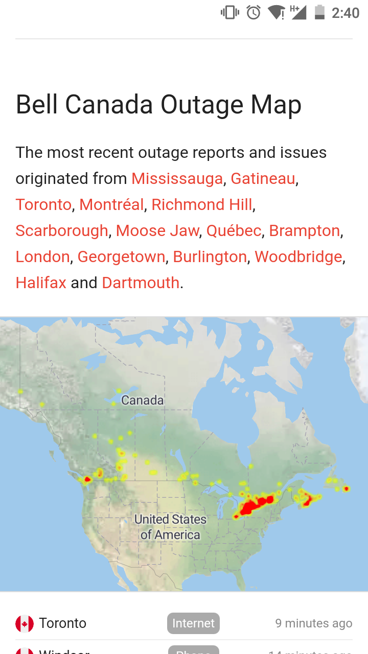 bell internet outage today