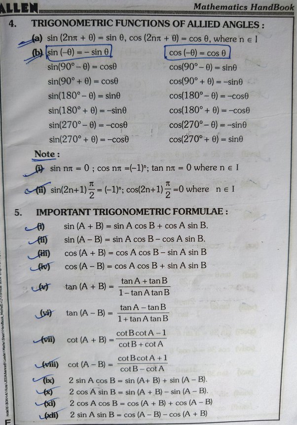 tricks to learn trigonometric formulas class 11