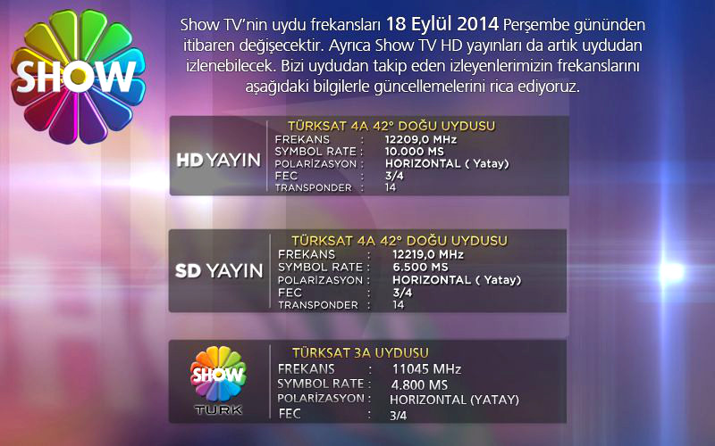 show tv frekansı 2021