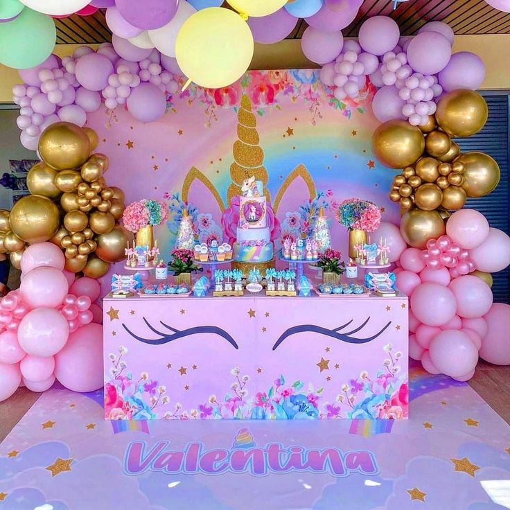 decoracion para fiesta de unicornio