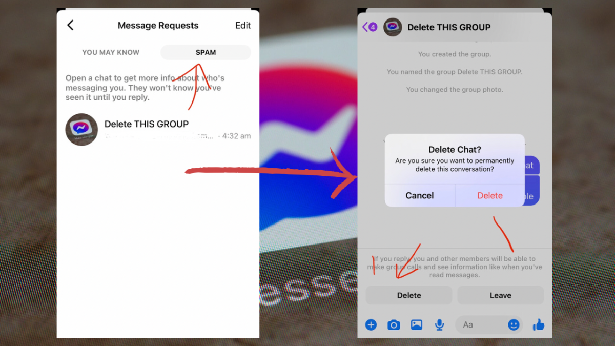 delete group chat messenger