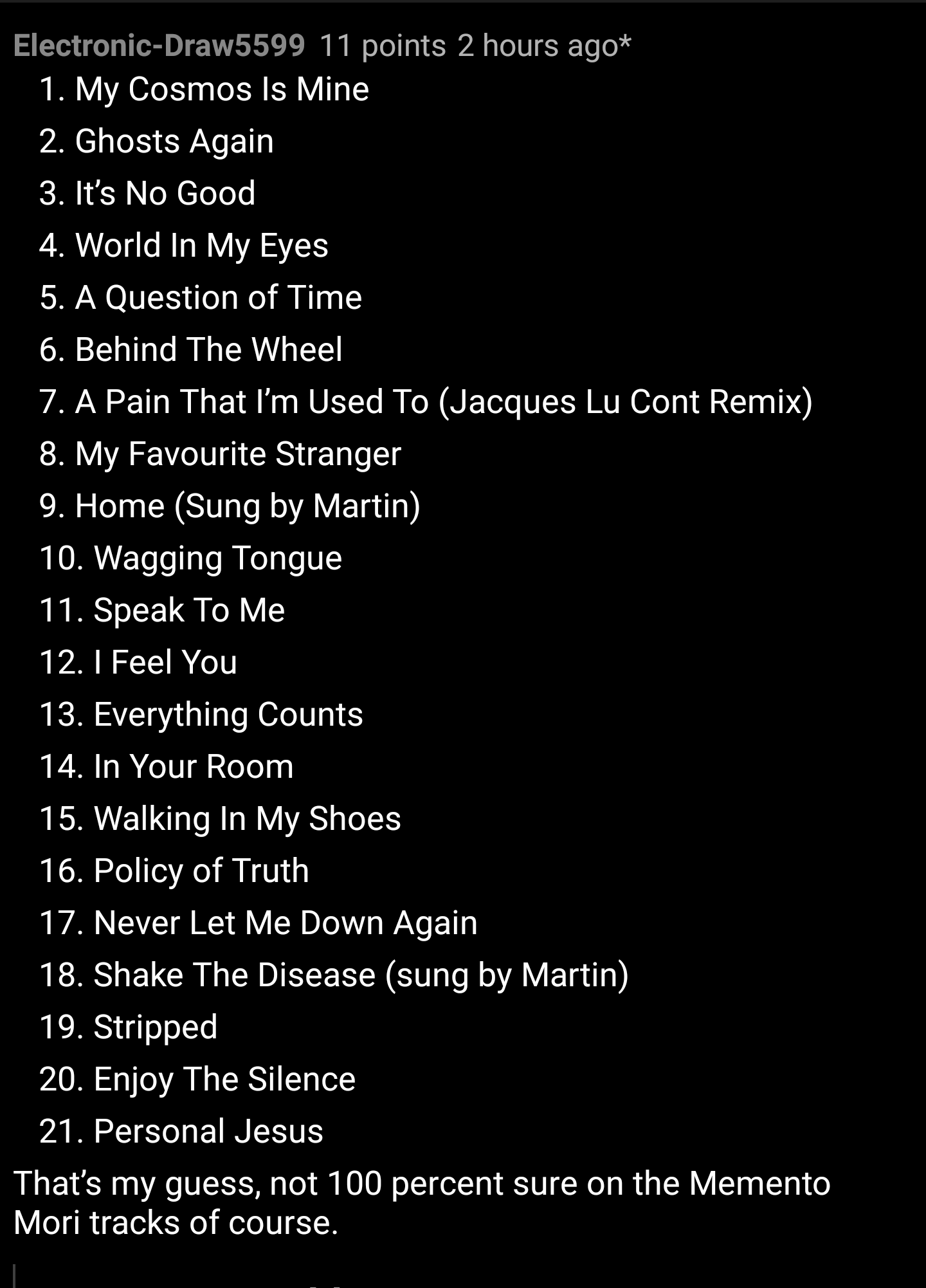 depeche mode setlist