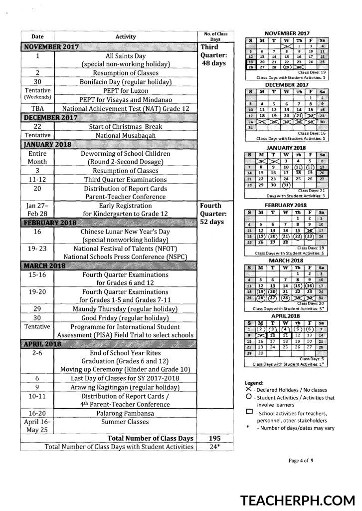 deped school calendar 2010 11