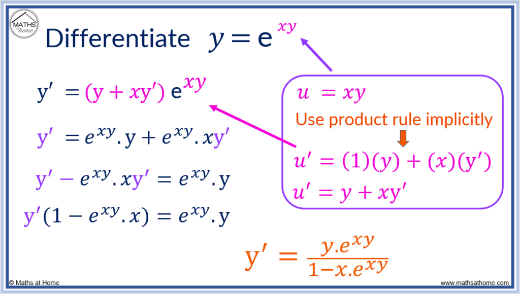 derivative of e xy with respect to y