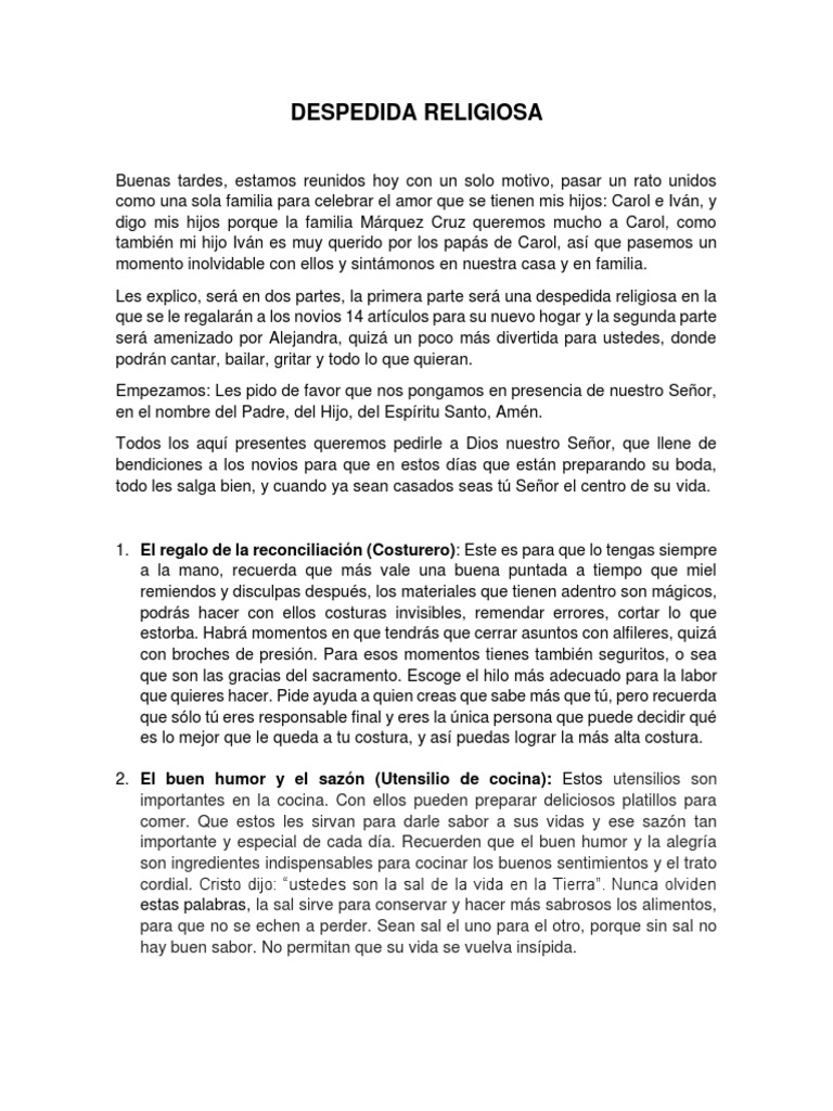 despedida de soltera religiosa pdf