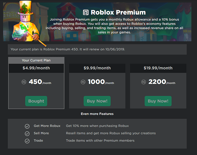 roblox premium 450