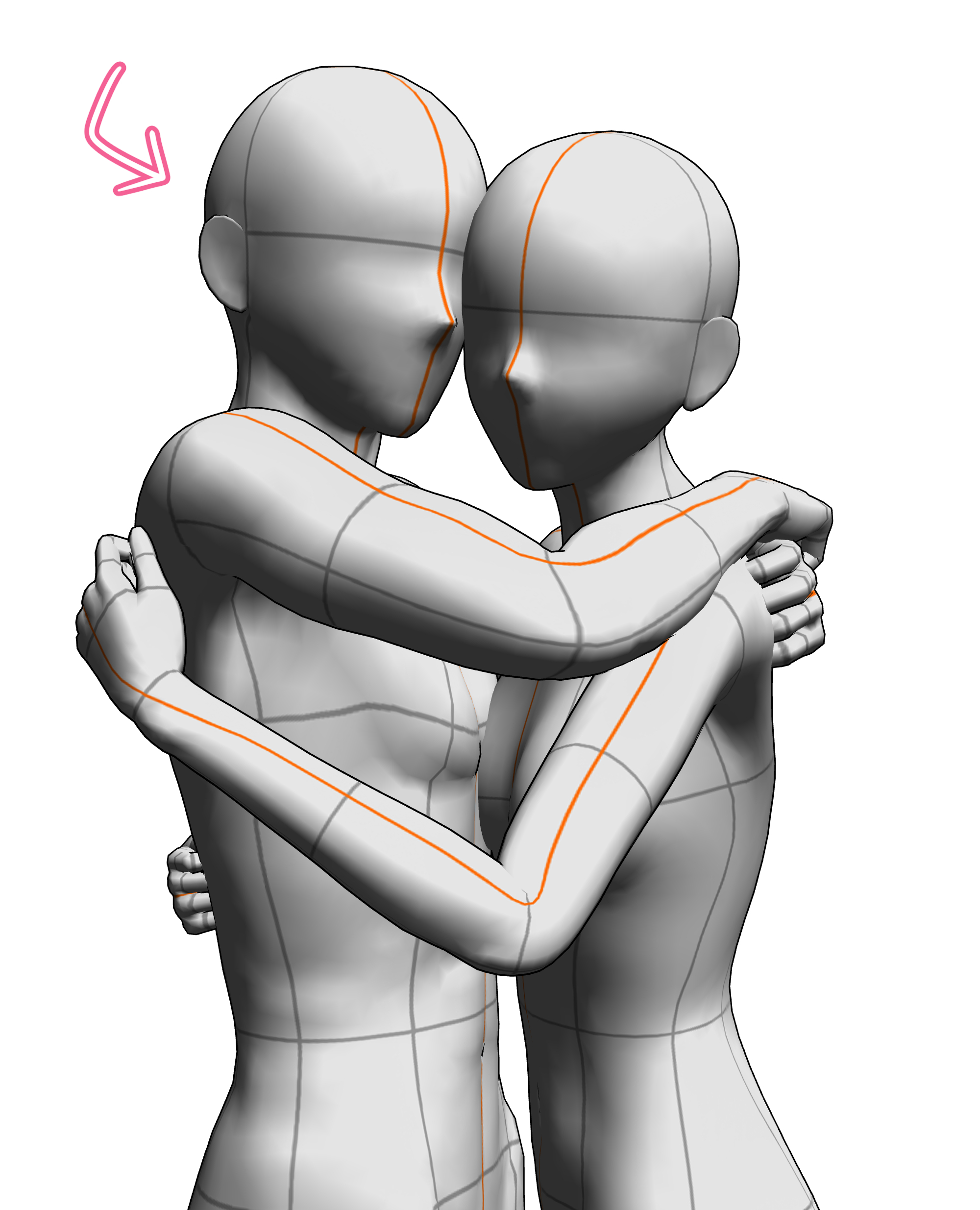 hugging pose