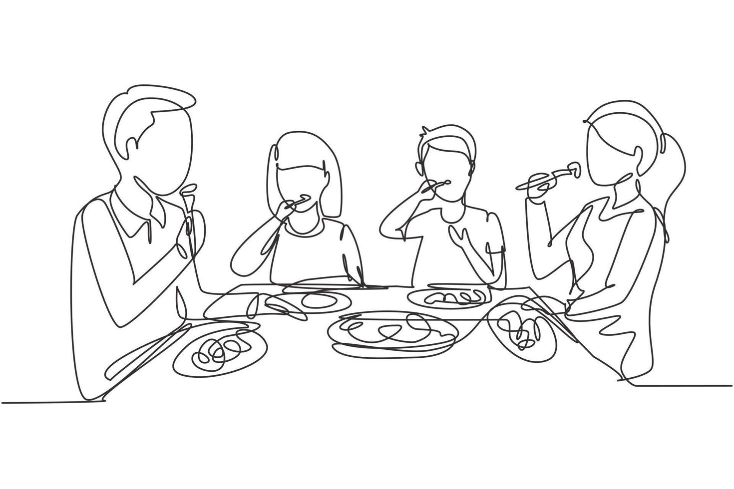 dibujo de familia comiendo