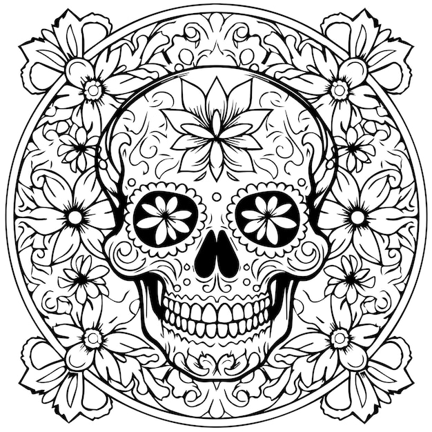 dibujos animados de dia de muertos para colorear