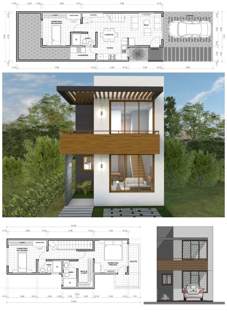 diseños de casas pequeñas de dos pisos