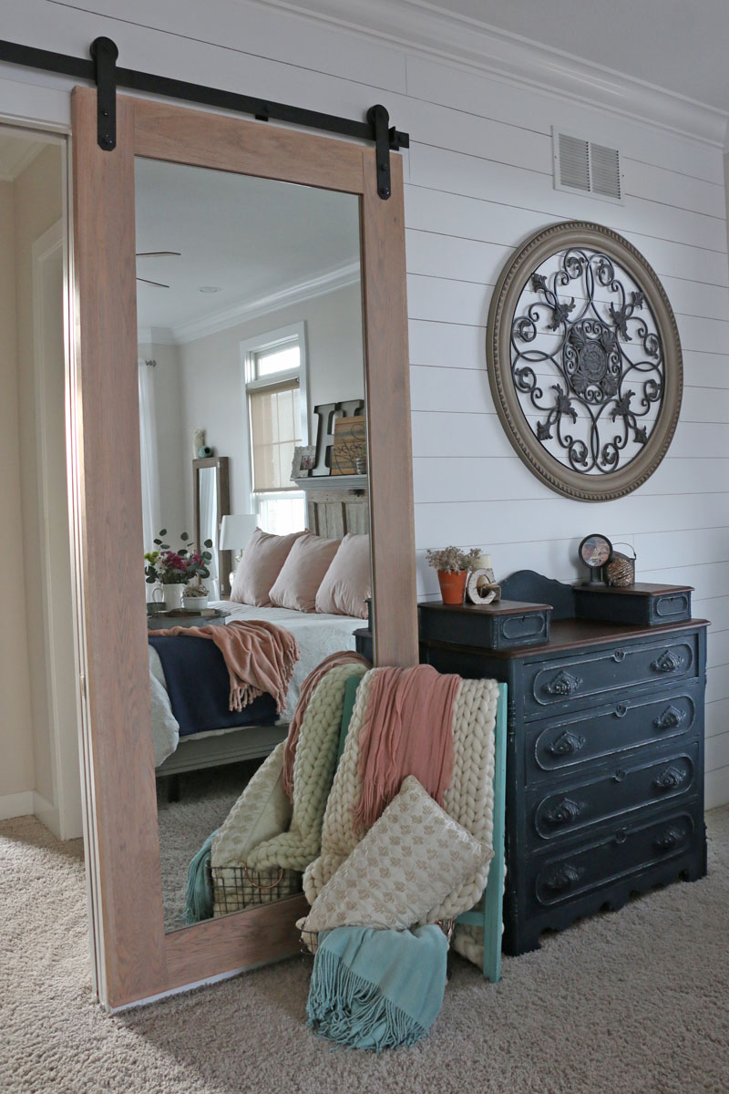 diy barn door with mirror