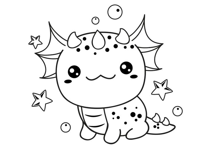 dragon kawaii para colorear