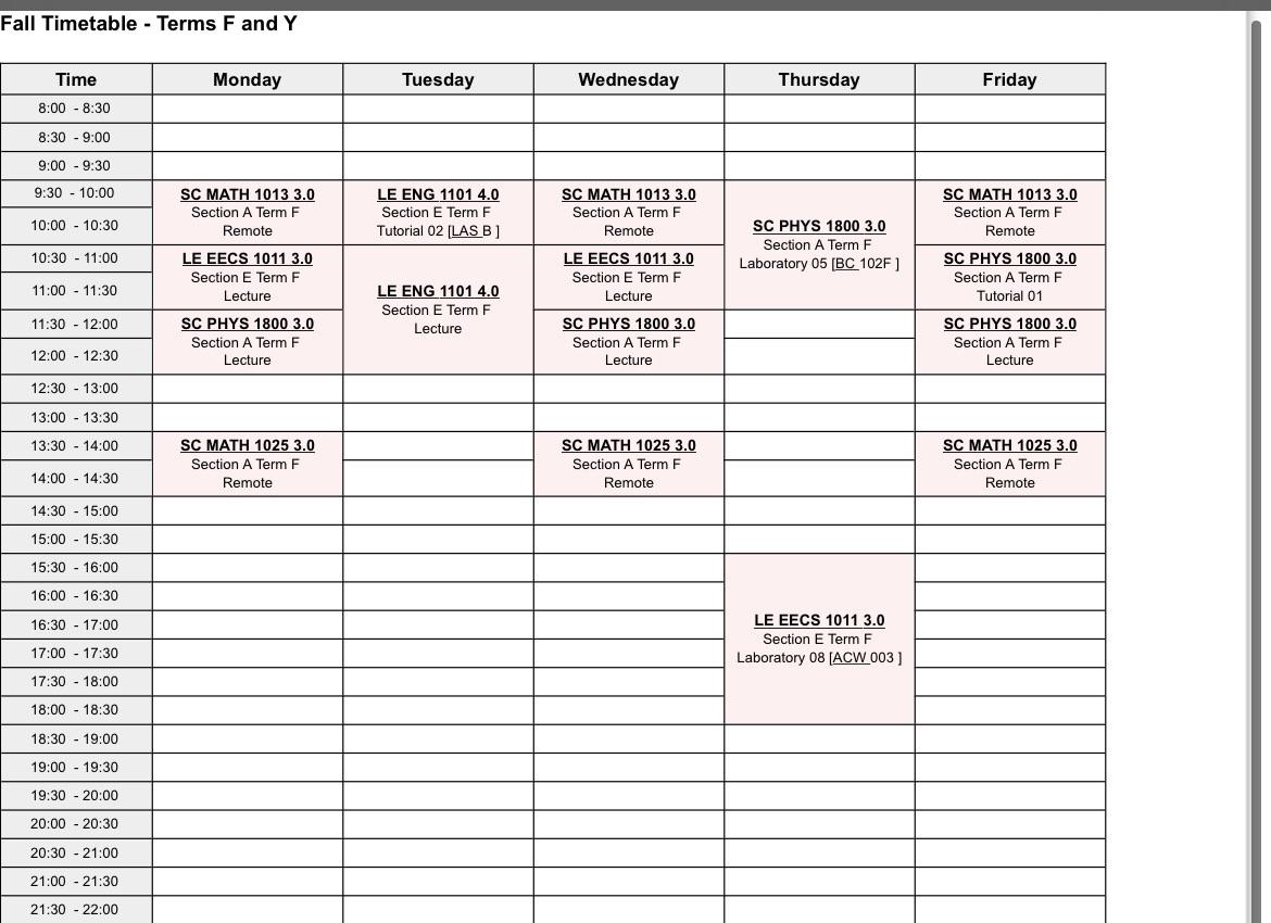 plot my timetable yorku