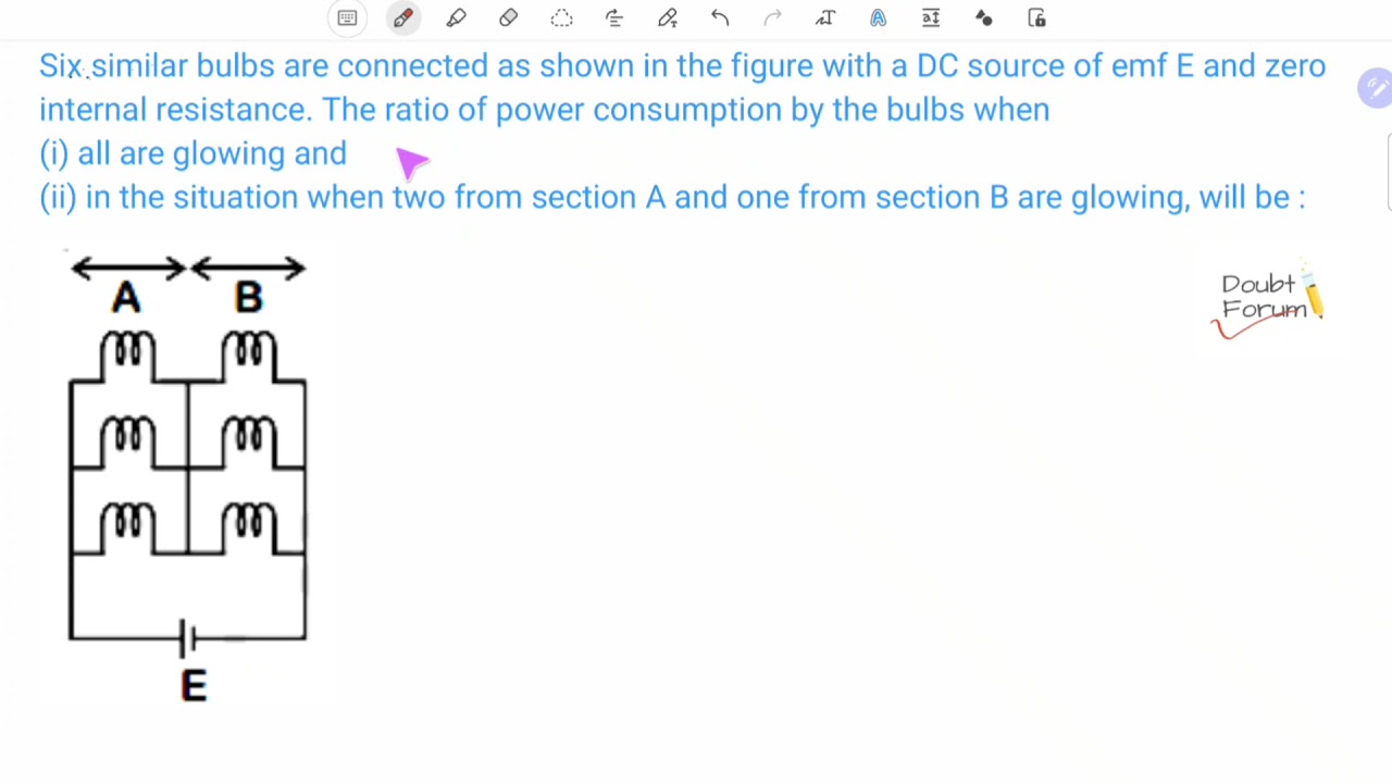 six similar bulbs are connected as shown in the figure