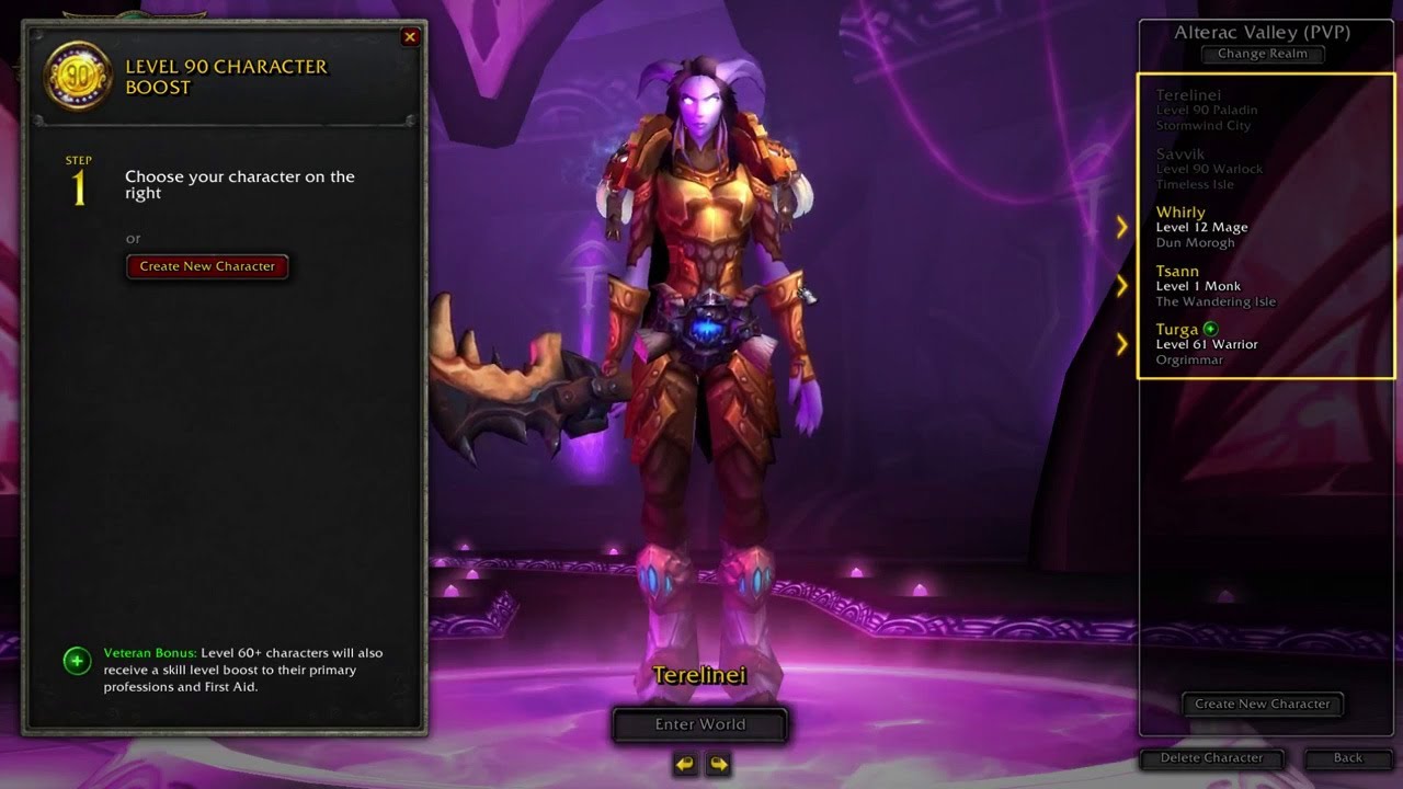 world of warcraft character boost