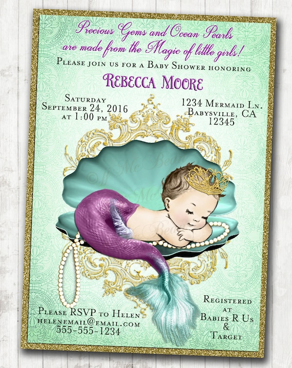 invitaciones para baby shower de sirena