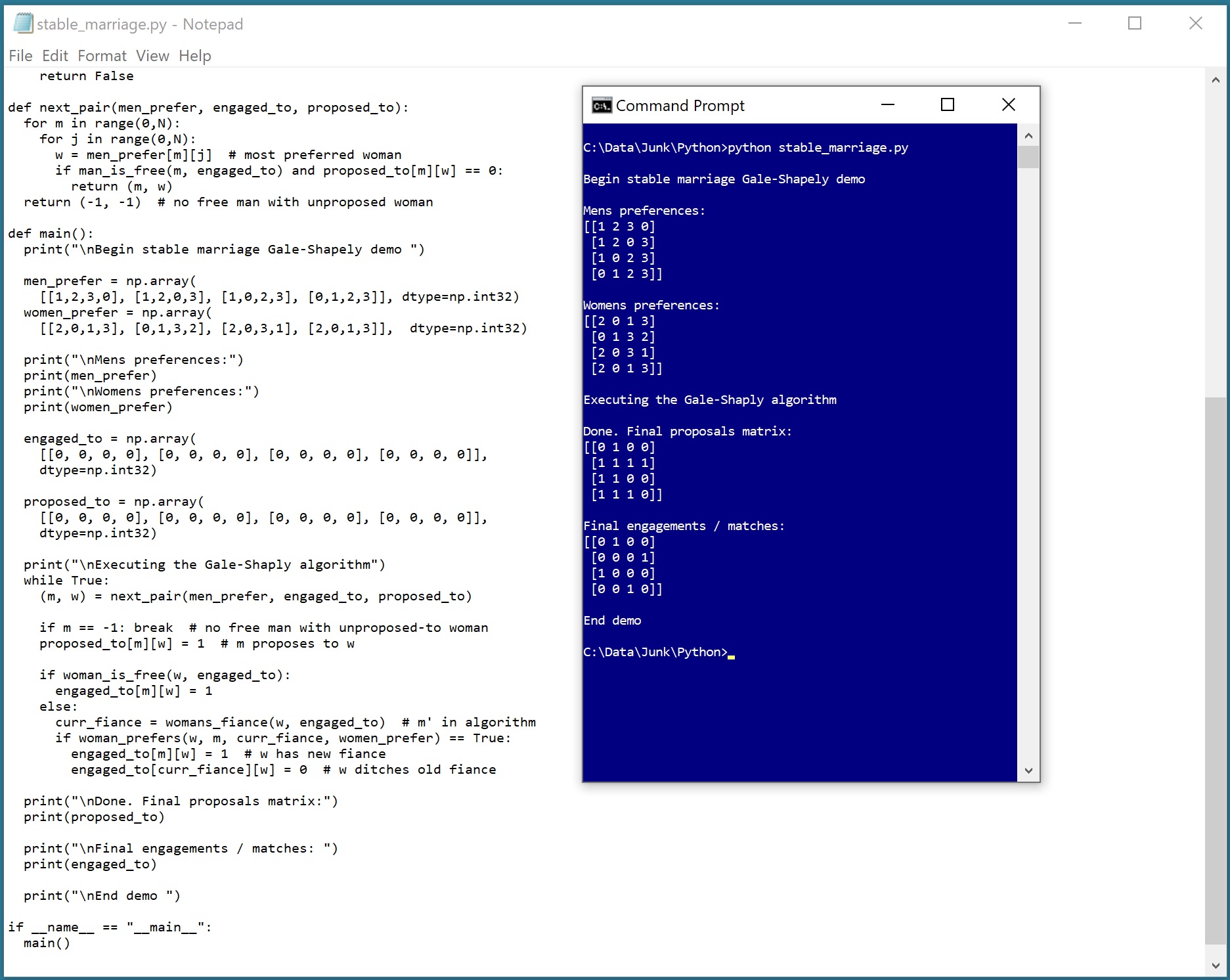 gale-shapley algorithm python