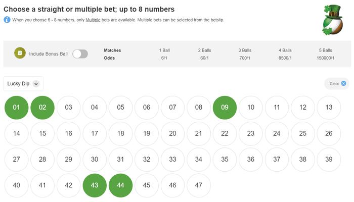 coral irish lottery 2 numbers