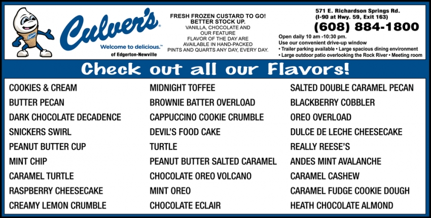 culvers flavor of the day beaver dam