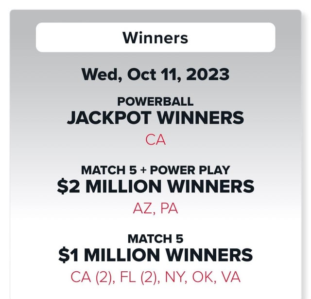 why is the powerball winner always in california