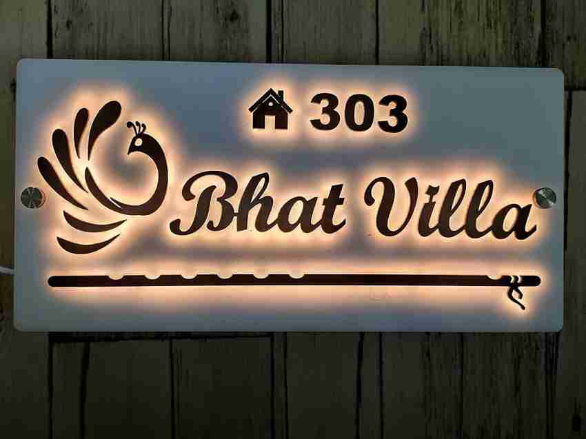 name plate for home with light