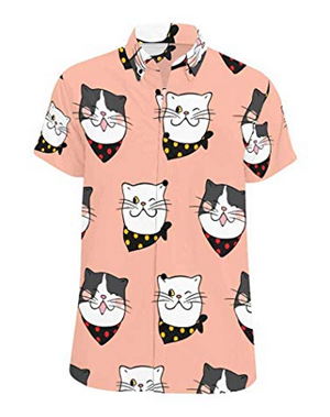 cat button up shirt mens