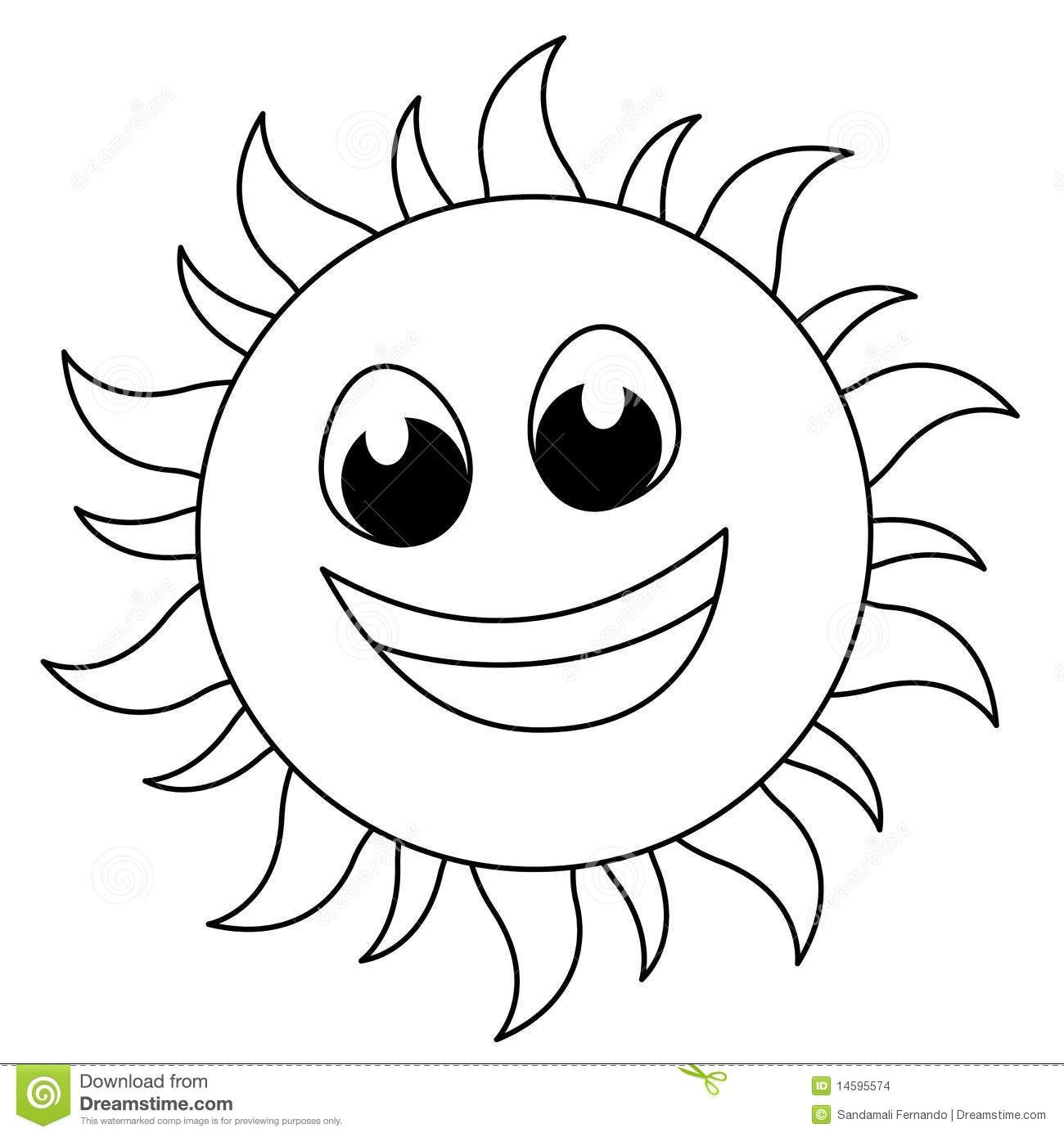 cute sun clipart black and white