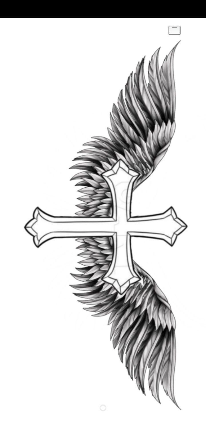 cross tattoo wings