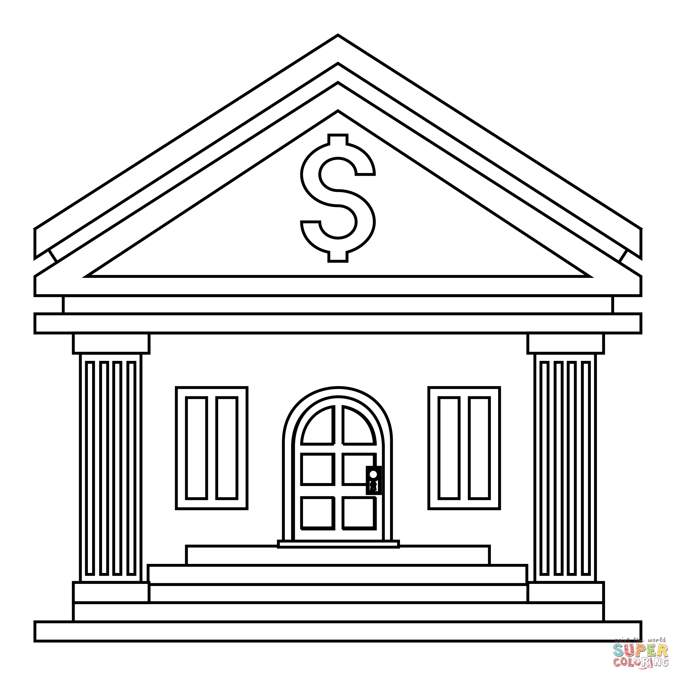 dibujo de un banco de dinero para colorear