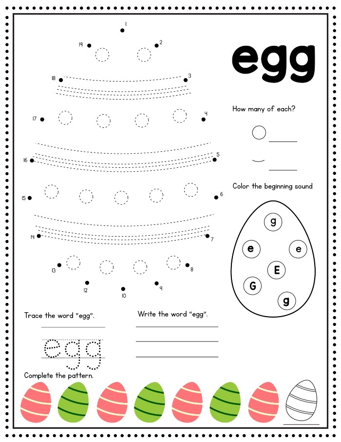 easter worksheet kindergarten