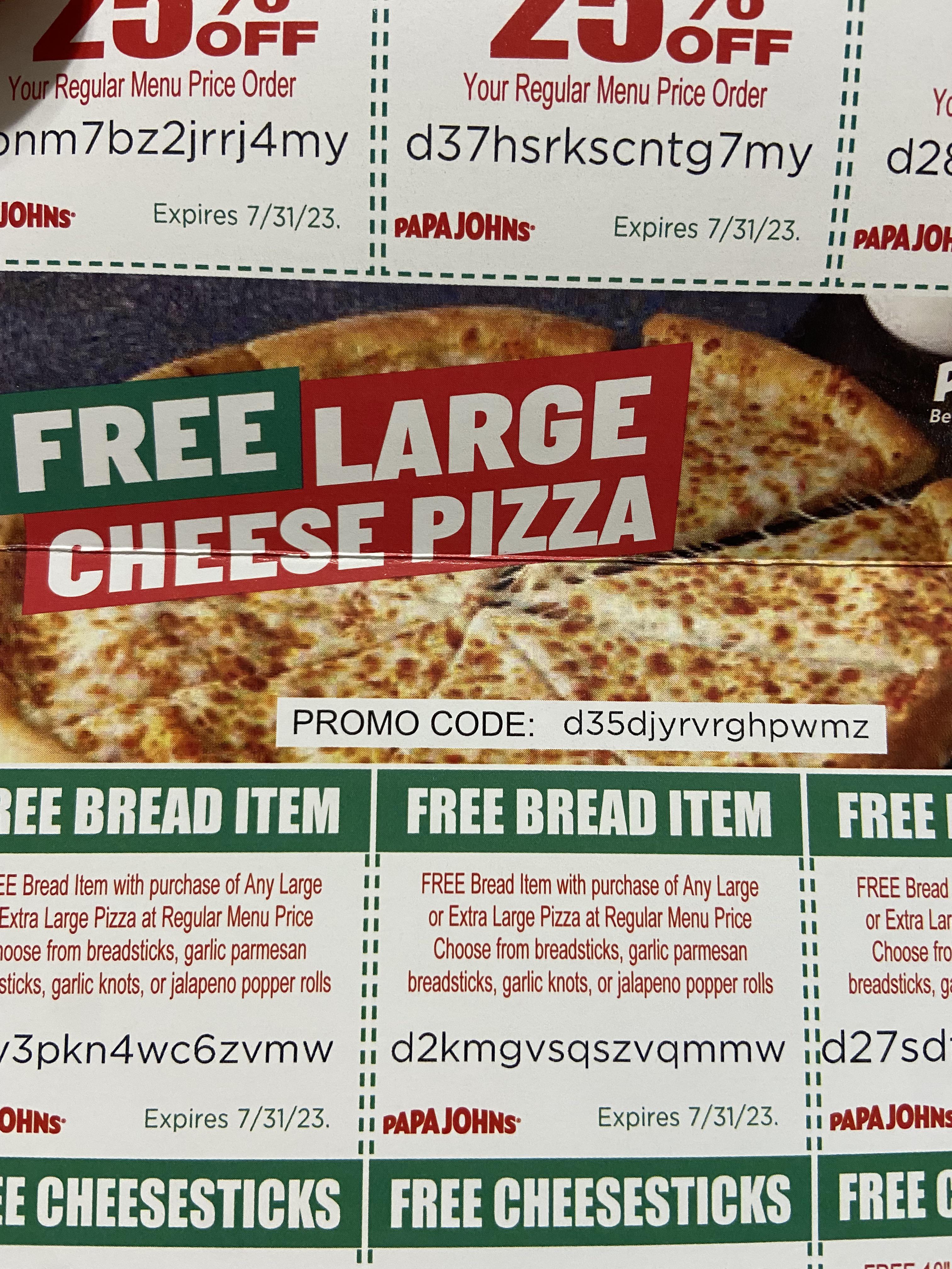 papa johns pizza code