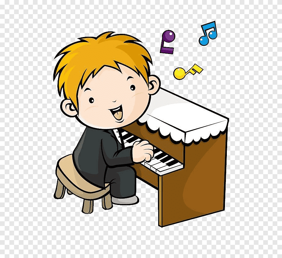 boy playing piano clipart