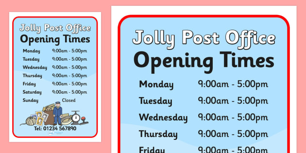 post office opening hours saturday