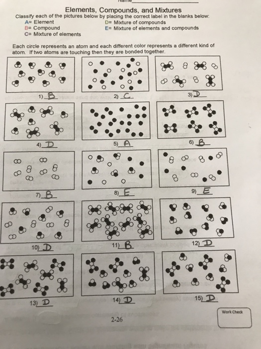 elements compounds and mixtures 1 worksheet answers