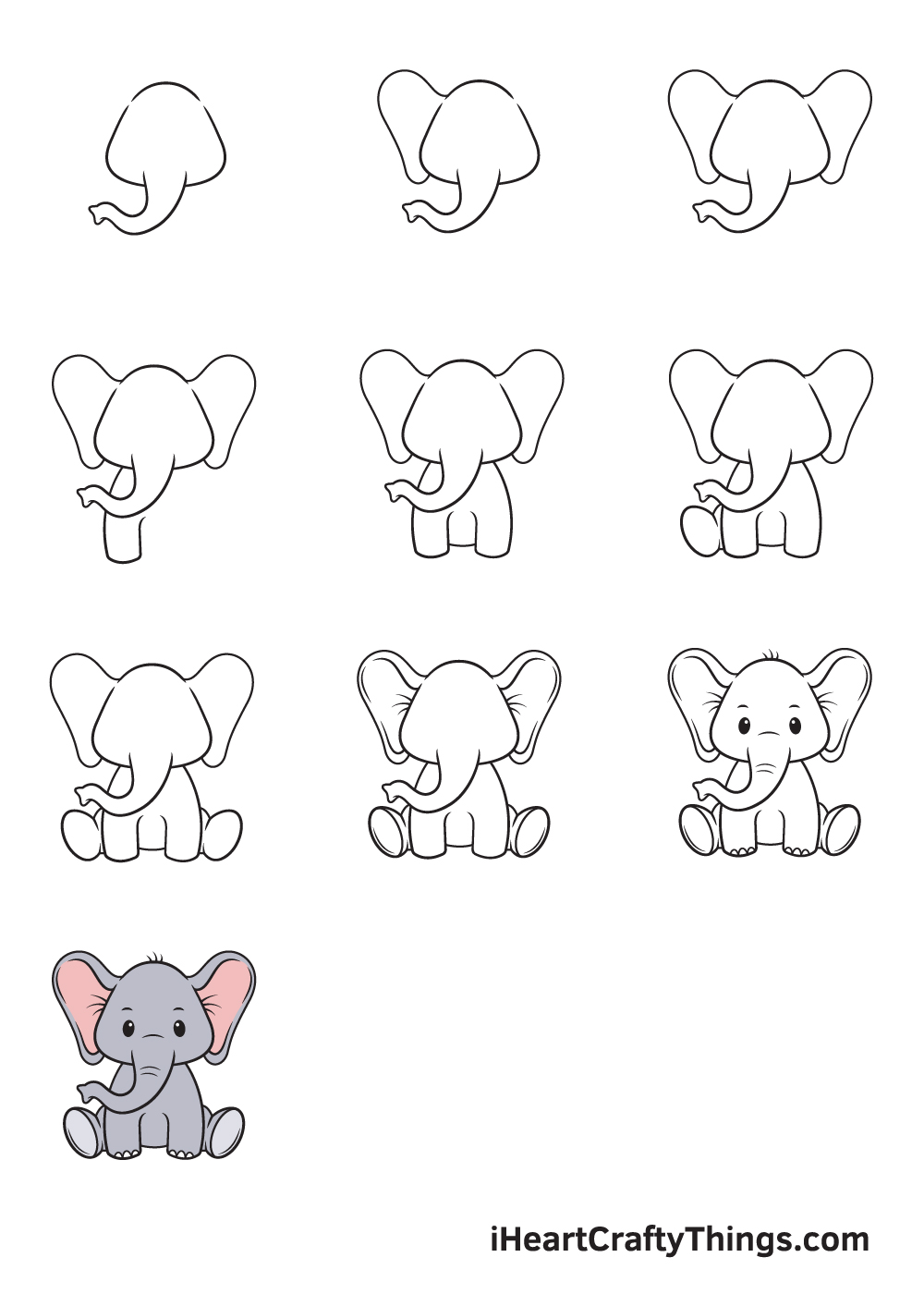 elephant drawing step by step