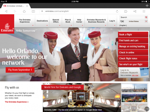 emirates airways website