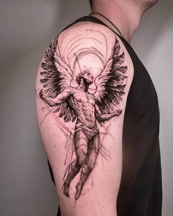 angel tattoo male