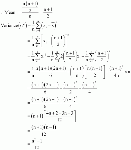 the variance of the first n natural numbers is