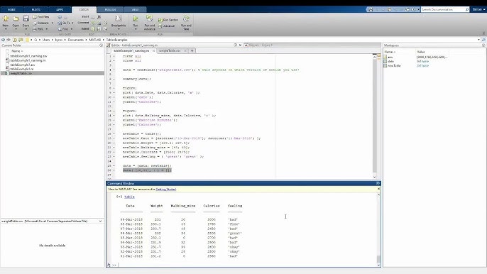 matlab table to array