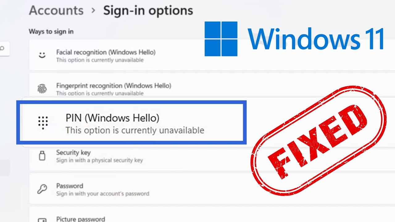 windows hello this option is currently unavailable