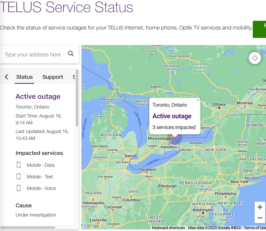 bell internet outage toronto