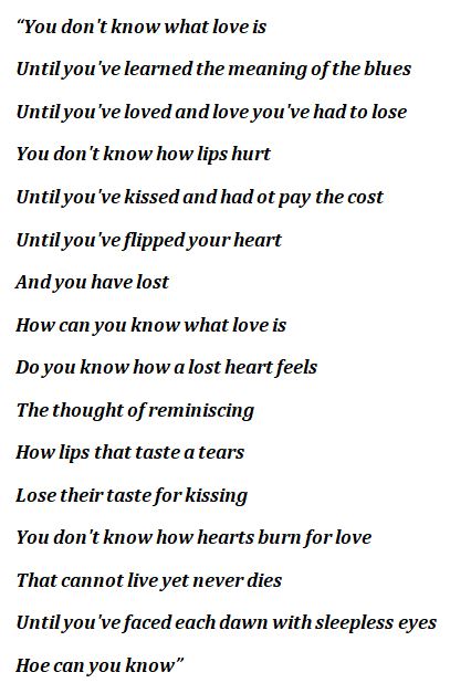 i dont know what love is lyrics