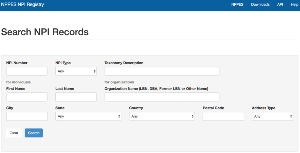 npi registry