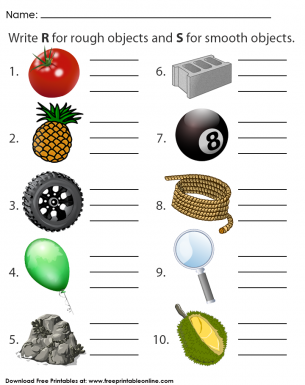 rough and smooth objects worksheets