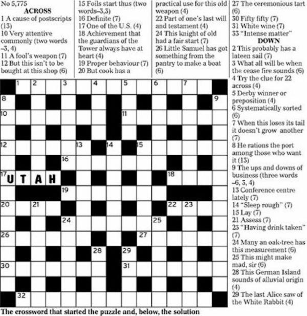 crossword puzzle clues