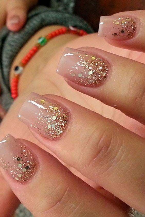 uñas gelish con brillos